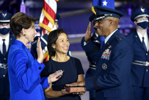 U.S. Air Force Chief of Staff Gen. Charles Q. Brown, Jr. at his swearing-in August 2020. (U.S. Air Force photo)