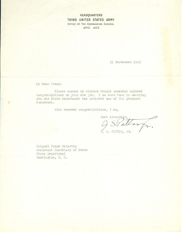 Letters to Frank McCarthy - The George C. Marshall Foundation